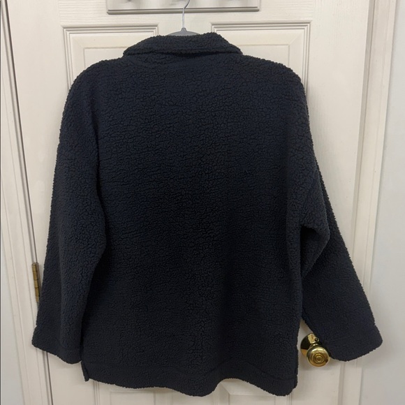 Aerie Cloud Sherpa Oversized Button Pullover in Navy: S - Picture 4 of 5